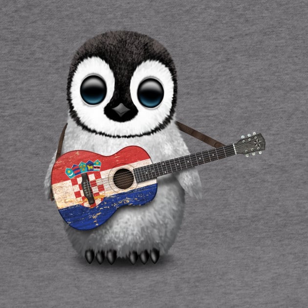 Baby Penguin Playing Croatian Flag Guitar by jeffbartels